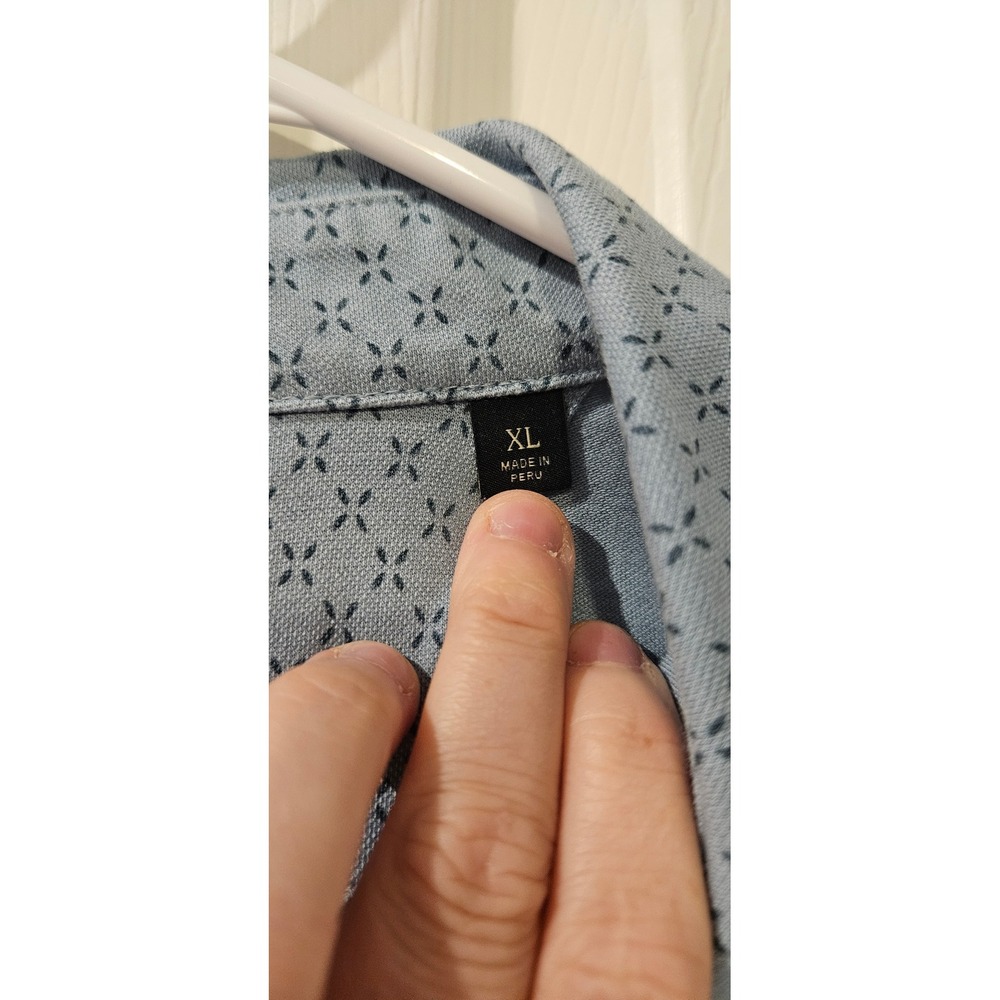 Faherty Movement Polo Mens XL Blue Surfboard Geo Pique Stretch Shirt - Picture 4 of 7